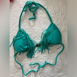 Sofia by Vix turquoise fringe bikini SET (top and bottom) size S